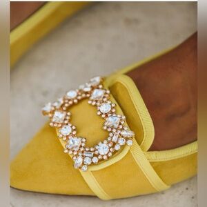 Elegant Yellow Embellished Women's Shoes
